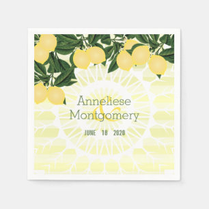 Citrus Lemons with Stripes - Wedding Napkin