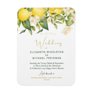 Citrus Lemons Yellow Botanical Wedding Invitation Magnet