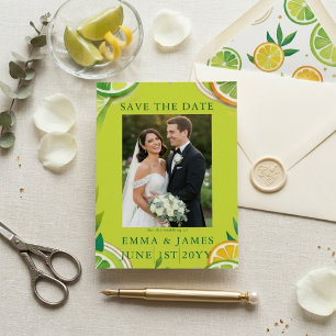 Citrus Lime and Chartreuse Green Summer Wedding Save The Date