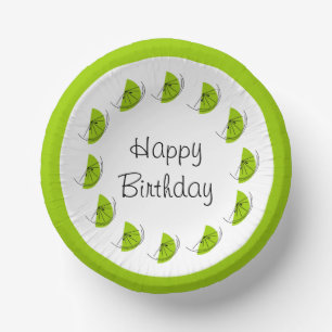 Citrus Lime Circle Happy Birthday Paper Plate