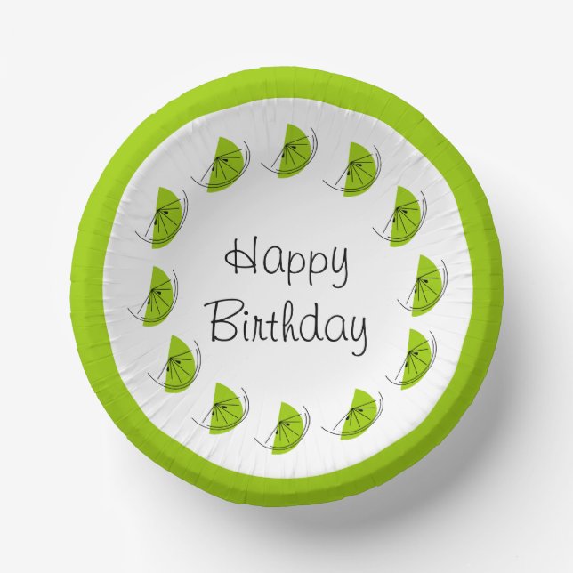 Citrus Lime Circle Happy Birthday Paper Plate (Front)