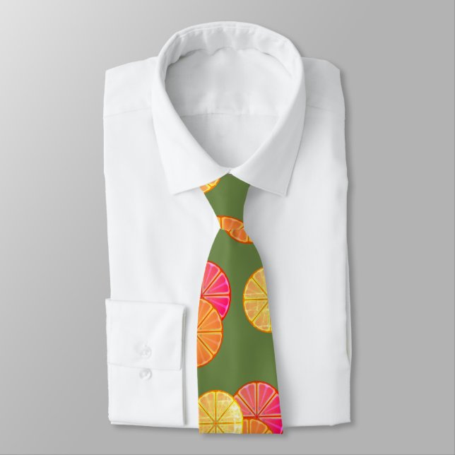 Citrus Lime Graphic Retro Neck Tie (Tied)