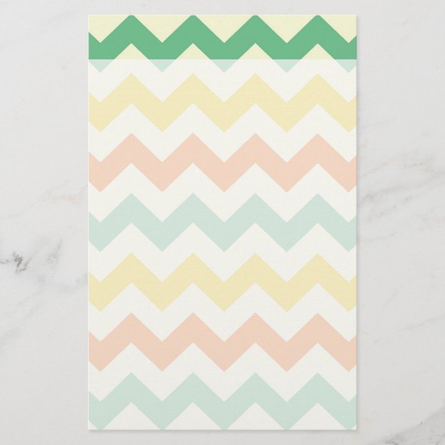 Citrus Lime Green Orange Yellow Chevron Zigzags Stationery (Front)