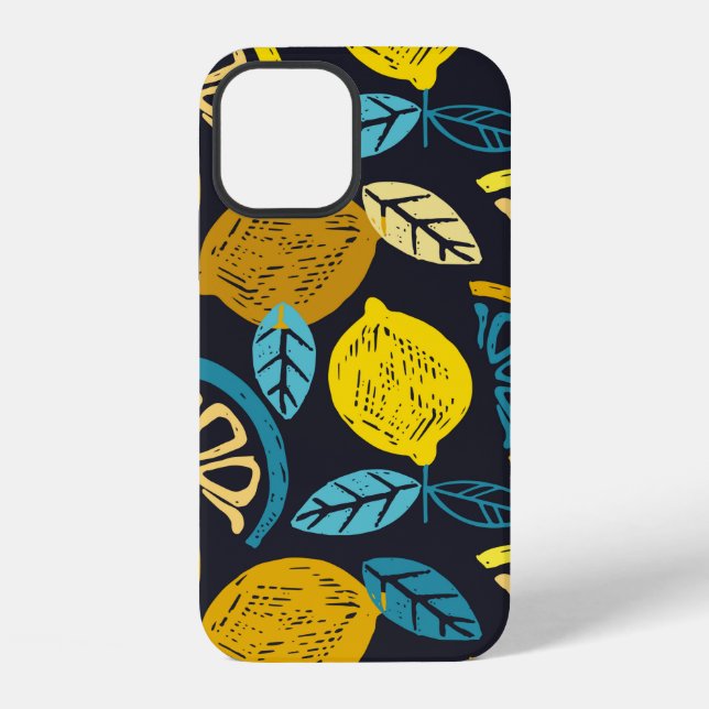 Citrus lime lemon doodle hand drawn pattern backgr iPhone case (Back)