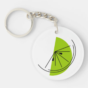 Citrus Lime Monogram circle double-sided Key Ring