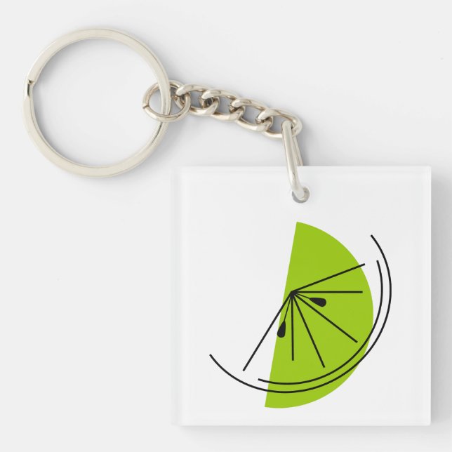 Citrus Lime Monogram square double-sided Key Ring (Front)