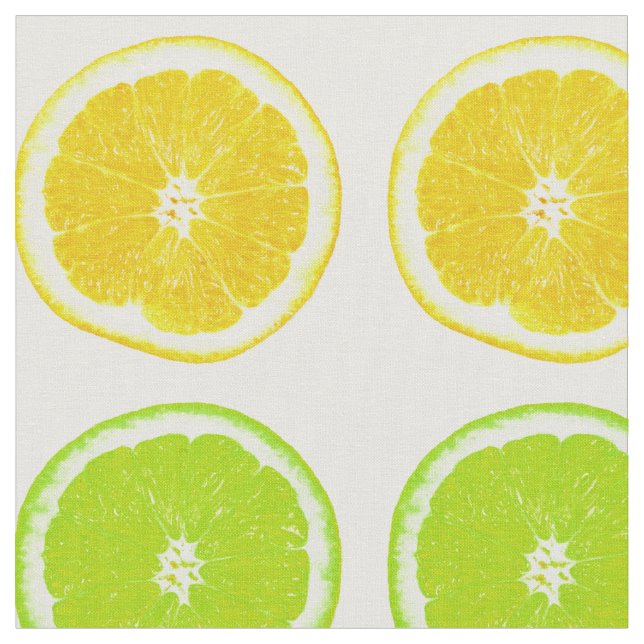 Citrus Lime, Orange, and Lemon Polka Dot Slices Fabric (Close Up)