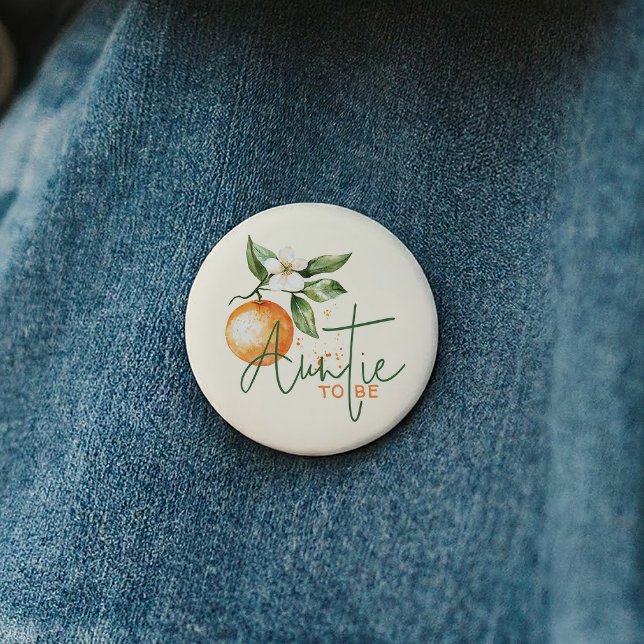 Citrus Little Cutie Baby Shower Auntie To Be 6 Cm Round Badge (Creator Uploaded)