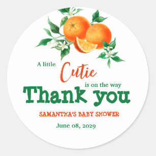 Citrus Little Cutie Botanical Orange Baby Shower C Classic Round Sticker