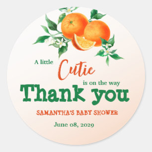 Citrus Little Cutie Botanical Orange Baby Shower Classic Round Sticker