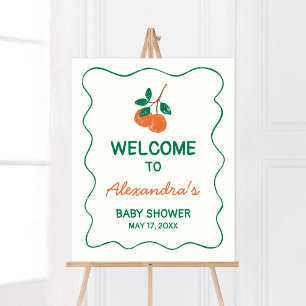Citrus Little Cutie Modern Baby Shower Welcome Poster