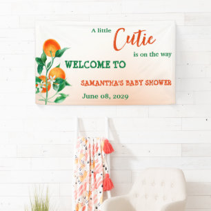 Citrus Little Cutie On The Way Orange Baby Shower Banner