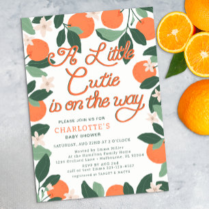 Citrus Little Cutie Orange Botanical Baby Shower  Invitation