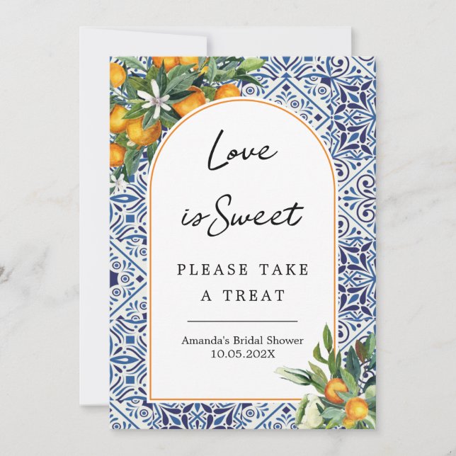 Citrus Love is sweet take a treat favour sign  Invitation (Front)
