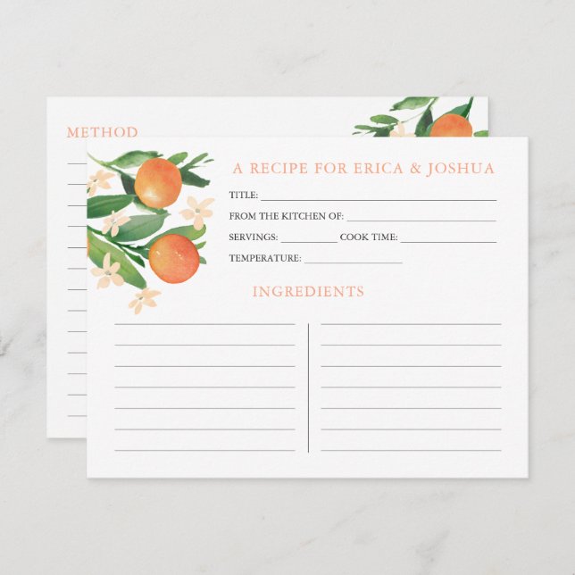 Citrus Mandarin Charcoal Black Matching Shower Invitation (Front/Back)