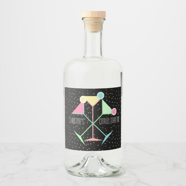 Citrus Martini Cocktail Party Bachelorette Liquor Bottle Label (Front)
