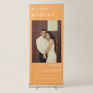 Citrus Minimalist Orange Wedding Photo Welcome Retractable Banner