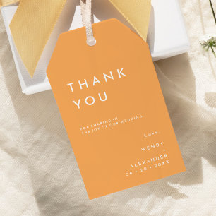 Citrus Minimalist Orange Wedding Thank You Gift Tags