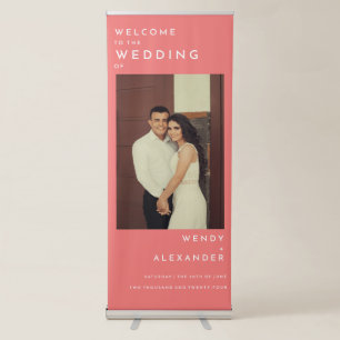 Citrus Minimalist Pink Wedding Photo Welcome Retractable Banner