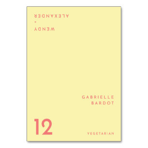 Citrus Minimalist Yellow Foldable Place Card