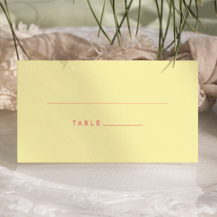 Citrus Minimalist Yellow Wedding Flat Place Card