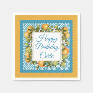 Citrus & Moroccan Blue Custom Party Napkin