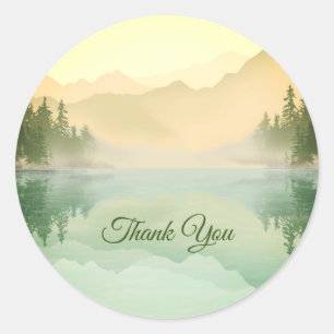 Citrus Mountains Forest Landscape Thank You Classic Round Sticker