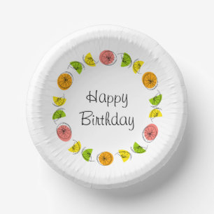 Citrus Multi Circle Happy Birthday Paper Plate
