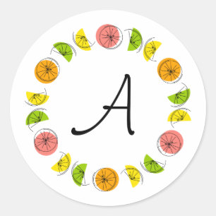 Citrus Multi Circle Monogram sticker round