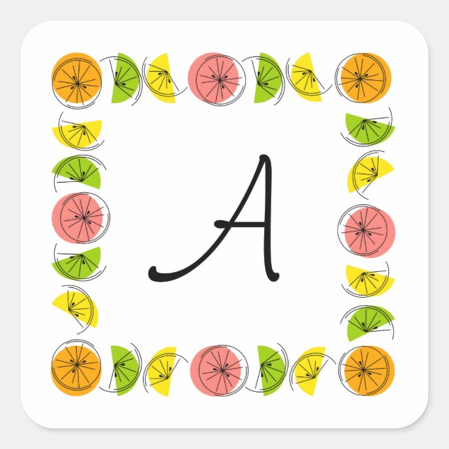 Citrus Multi Square Monogram sticker square (Front)