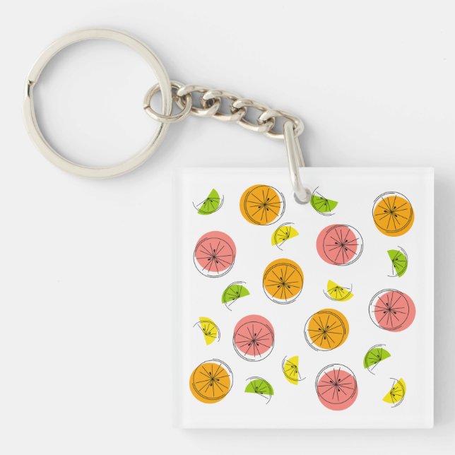 Citrus Multi text back square double-sided Key Ring (Front)