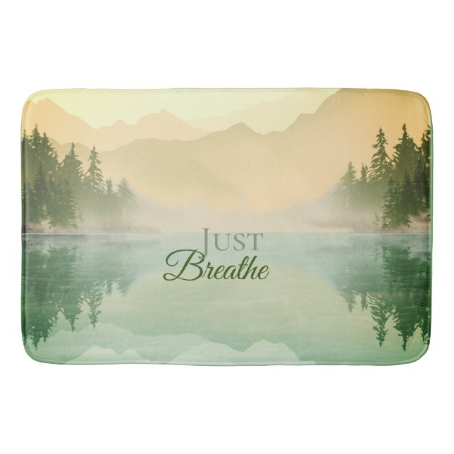 Citrus N Green Mountains Forest Landscape  Bath Mat (Front)