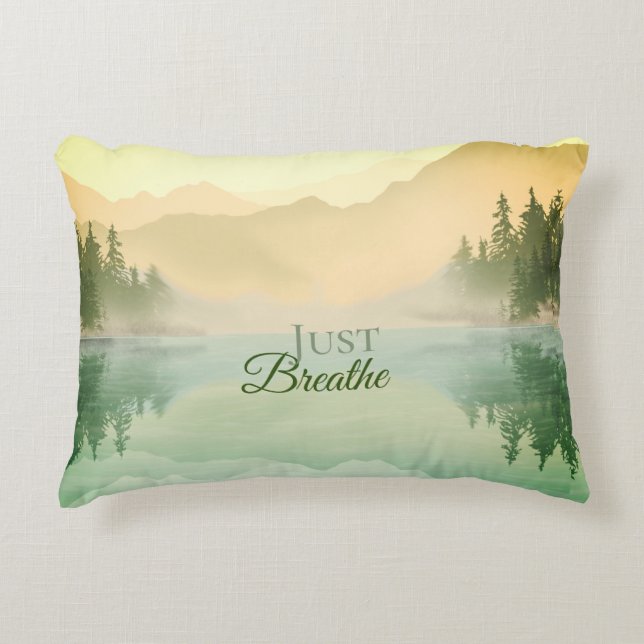 Citrus N Green Mountains Forest Landscape  Decorative Cushion (Front)