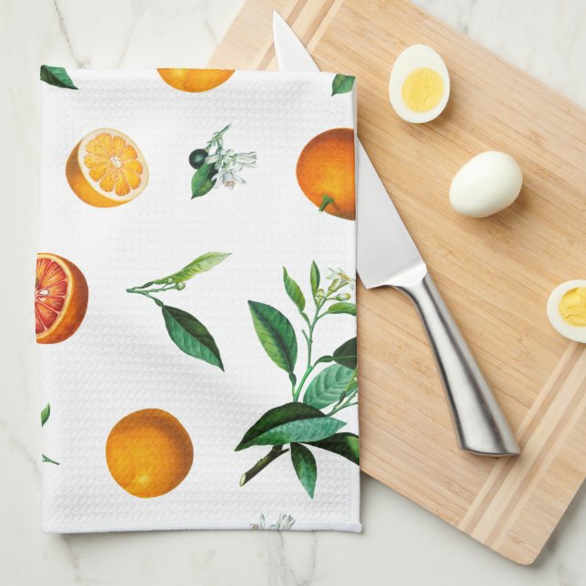 Citrus Orange and Leaves Kitchen Towels (Quarter Fold)