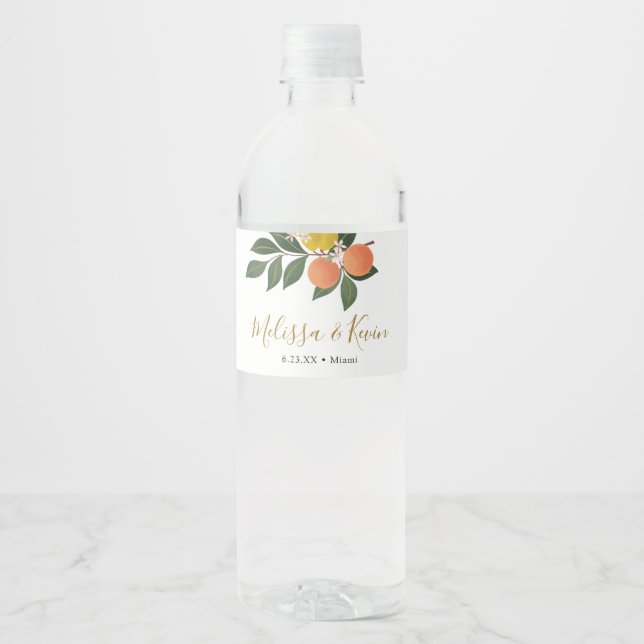 Citrus Orange and Lemons Water Bottle Label (Front)