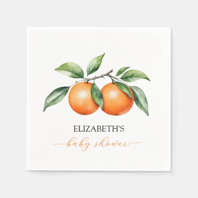 Citrus Orange Baby Shower Napkin (Front)