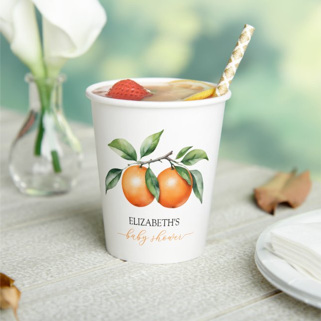 Citrus Orange Baby Shower Paper Cups (Insitu)