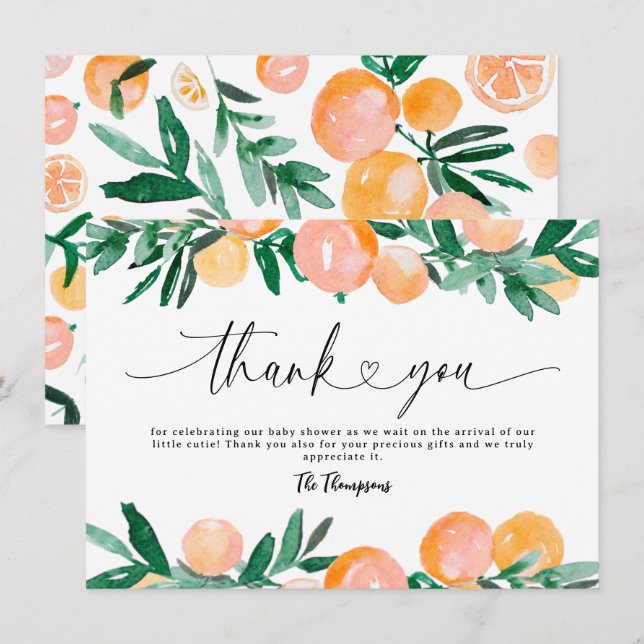 Citrus Orange Baby Shower Thank You (Front/Back)