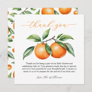 Citrus Orange Baby Shower Thank You Card