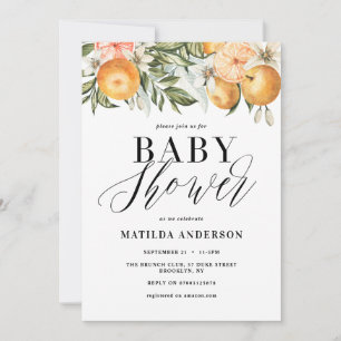 Citrus, orange + blossom baby shower