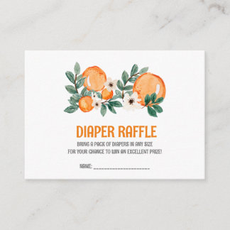Citrus Orange Blossom, Baby Shower Diaper Raffle Enclosure Card
