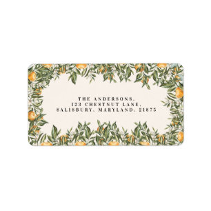 Citrus orange blossom botanical rustic bridal chic label