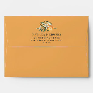 Citrus, orange + blossom botanical wedding modern envelope