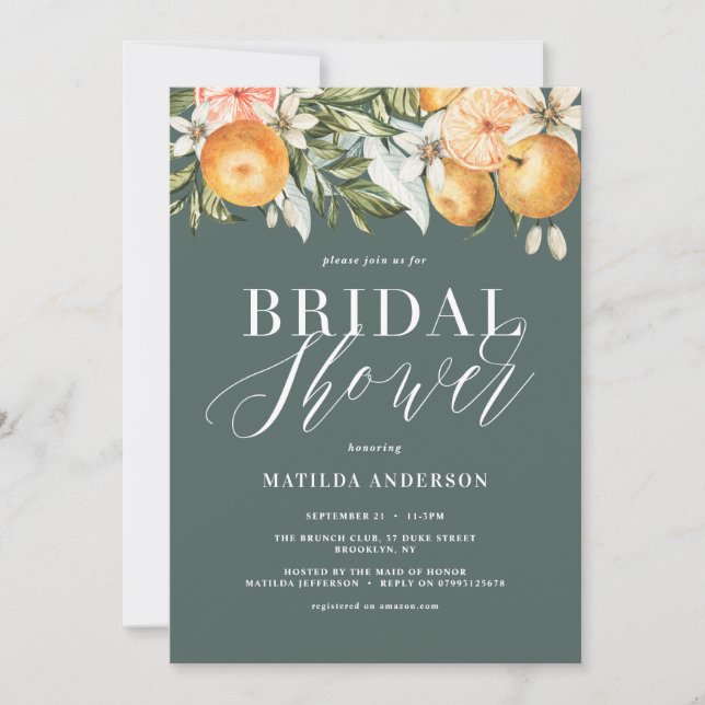Citrus, orange + blossom bridal shower party (Front)