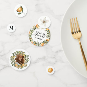 Citrus, orange blossom bridal shower party decor confetti