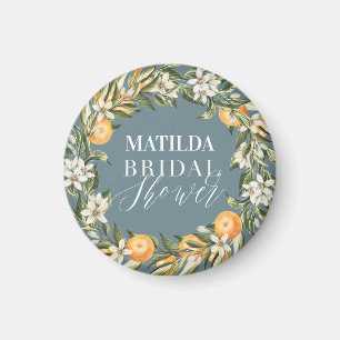 Citrus, orange + blossom bridal shower party decor magnet