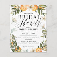 Citrus, orange + blossom bridal shower party