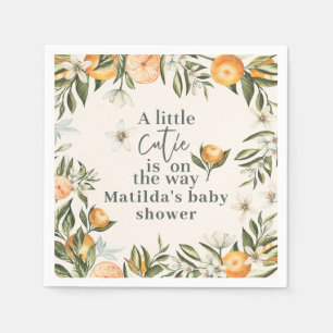 Citrus, orange + blossom little cutie baby shower napkin