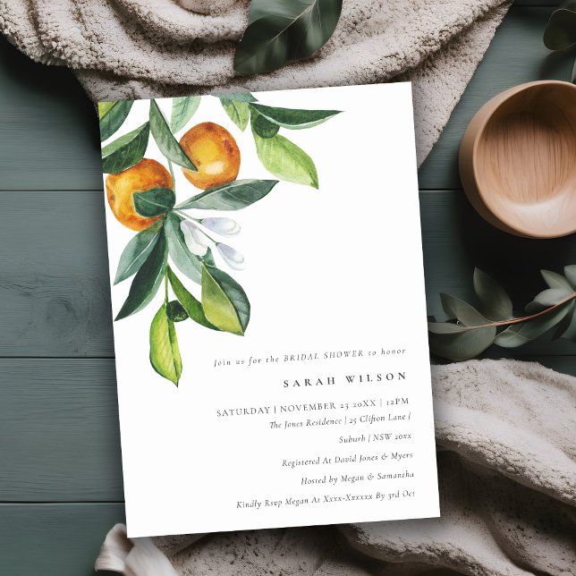 Citrus Orange Botanical Boho Bridal Shower Invite (Creator Uploaded)