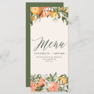 Citrus orange botanical modern rustic menu